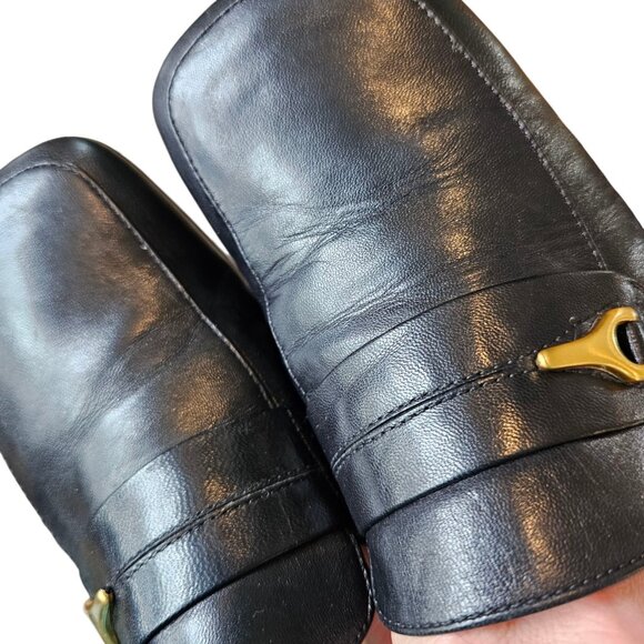 Y2K 90s Etienne Aigner Black Leather Mules Clogs Loafers Sz 8.5 Square Toe - Picture 8 of 13